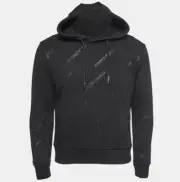 Class by Roberto Cavalli Black Logo Printed Cotton Hoodie MEN M-size