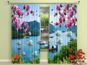 3D Swan Flower 54 Blockout Photo Curtain Print Curtains Drapes Fabric Window AU