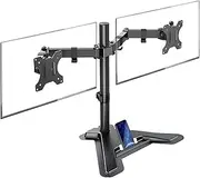 Dual Monitor Stand - Freestanding & Height Adjustable Monitor Desk Mount, Steady VESA Mount Computer Monitor Stand for 2 Screens up to 27 inches