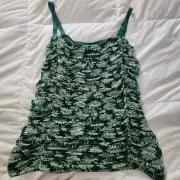 Torrid Stretch Mesh Cropped Shirred Cami Top Women’s Size 3X Green Floral New