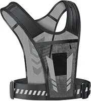 Feishiong Running Reflective Vest Phone - Adult,Adjustable Reflective Training Workout Gear,Suitable for Men and Women's Jogging, Walking Exercise(Black)