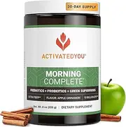 ActivatedYou Morning Complete Daily Wellness Drink with 10 Billion CFUs, Prebiotics, Probiotics and Green Superfoods, 30 Servings, Apple Cinnamon Flavor