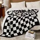 Throw Blankets Barefoot Checkerboard Gingham Warm Cozy Microfiber Reversible ...