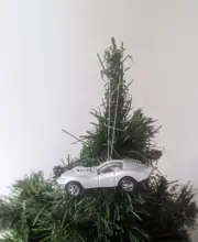 1995 Johnny Lightning Custom Christmas Ornament Pearl White Mako Shark Corvette