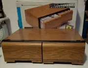 Vintage NIB VHS Storage Stackable Cabinet Wood Holds 18 Tapes 2 Drawer