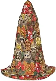 Funny Sloths Print Hooded Cloak Unisex Gothic Costume Carnival Theme Parties Vampire Festive Decor