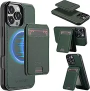 Back Case Cover Compatible with iPhone 16 Pro Max Phone magnetic Case With Card Holder, Fit for MagSafe, Shockproof Military-Grade Protection,Leather Magnetic Clasp Kickstand Protective Cover Protecti