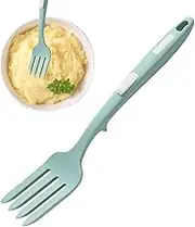 Silicone Large Cooking Forks - Multifunctional Spaghetti Fork Heat Resistant Plasti-c Meat Fork, Nonstick Blending Fork for Kitchen Cooking Baking Stir Mix - Lake Blue