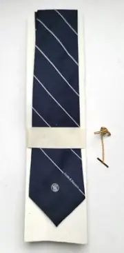 Vintage *NEW* Smith & Wesson Navy Blue Necktie & Gold Revolver Tie Tack