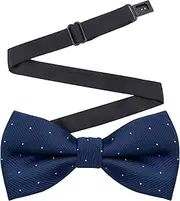 [Medsuo] Adjustable Bowtie with Small Silver Polka Dots, Pre-Tied Formal Tuxedo Men Bow Tie for Parties Weddings Proms