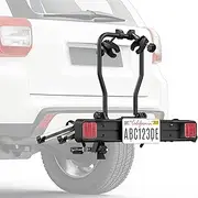 2-Hitch Bike Rack with Taillights and License Plate Holder, Adjustable Folding Design, Holds up to 88 lbs, LF-BR1L