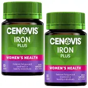 2x Cenovis Iron Plus - Iron Tablets - Assists Iron Absorption 80 Tablets NEW AU