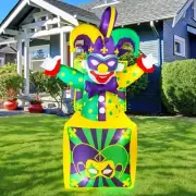 8 FT Mardi Gras Inflatable Decoration, Mardi Gras Jester Outdoor Yard Inflata...