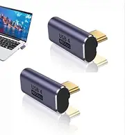 Honwor USB-C 90° Right Angle Adapter, 40Gbps PD 100W 8K 60Hz Charging & Data Transfer for MacBook Pro, Thunderbolt 4, and More Type-C Devices (Middle Bend)