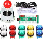 EG STARTS Zero Delay USB Encoder To PC Games Red Joystick + 10x LED Illuminated Push Buttons For Arcade Joystick DIY Kits Parts Mame Raspberry Pi 2 3