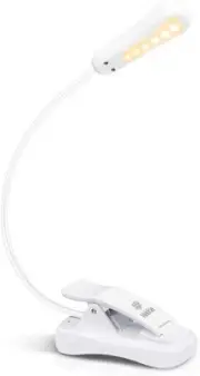 Vekkia 3000K Warm LED Rechargeable Book Light, Easy 4.1 x 3.6 x 1.8 in, White