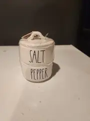 Rae Dunn Stackable Salt and Pepper Cellar Ceramic Container Artisan White