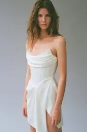 NWT Alex Perry Audra Draped Satin Corset Dress AU 4
