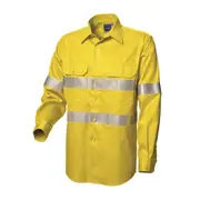 WS WORKWEAR Men's Koolflow Hi-Vis Button-Up Shirt With Reflective Tape - Yellow