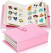 Portable Enamel Pin Album, CollectHall Pin Trading Book, to Display and Trade Your Pins, 42 Pins Capacity, PU Leather Pin Holder, Fit Rubber Pin Back, Pink