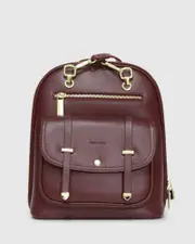 [Belle & Bloom] 5th Ave Leather Backpack - Burgundy