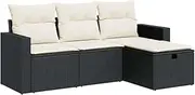 vidaXL Modular Garden Sofa Set - Black PE Rattan, Cushions & Storage - Patio, Terrace, Yard