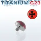 Solid G23 Titanium 4mm Iron Cross Logol Internally Threaded Dermal Anchor Top
