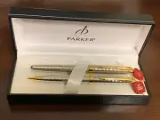 Vintage Parker Sonnet Tartan Silver Rollerball Pen and Pencil Set Box Tags New
