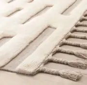 Hand knotted wool rug, high low pile rug, textured area rug, ivory modern rug