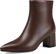 [Abbleet] Women's Ankle Boots Pointed Toe Chunky Block Heel Short Boots for Women Low Heeled Booties