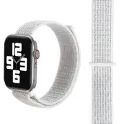 For Apple Watch Series 7,41-mm Case,Nylon Watch Band,Fastener,Silver