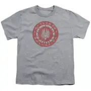 Battlestar Galactica 2004 Eroded Logo Kids Youth T Shirt Licensed Sport Gray