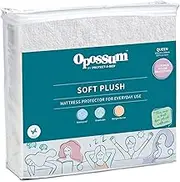 Opossum by Protect-A-Bed Soft Plush Waterproof Fitted Mattress Protector with Bonus Pillow Protectors, Queen Bed Size