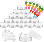 50 Pack 5 Gram 0.17OZ Clear Plastic Containers with White Lids, Small Round Cosmetic Jars Makeup Travel Containers Jar for Cream, Bead, Eye Shadow, Samples, Lotions, Powders, Glitters Lip Gloss