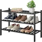 Shoe Rack 3 Tier Bamboo Organizer Stackable Free Standing Wooden Storage Shelf
