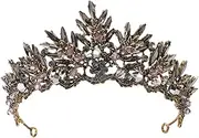 [AUTSUPPL] Bridal Crystal Tiara with Leaf Design Vintage Gothic Crown for Weddings Elegant Headpiece for Bride for Special Occasions and Celebrations Compliments