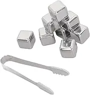 8 Piece Stainless Steel Ice Cubes Set with Tongs,Storage Case,Reusable Non Melting Chillers for Whiskey, Bourbon, and Cocktails