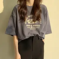 在飛比找momo購物網優惠-【D.studio】韓版寬鬆印花短袖上衣(短袖t恤 女裝 顯