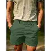 Men's Shorts Chino Shorts Bermuda shorts Work Shorts Buttons Pocket Plain Comfort Short Outdoor Daily Going out Streetwear Stylish Black Navy Blue