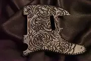 Leather pickguard Custom Tooled Leather Telecaster"Floral Riffs" Antiqued BS la