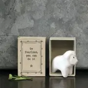 Porcelain Lion Matchbox Gift - Be Fearless You Can Do It Keepsake -East Of India
