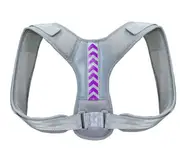 Adjustable Back Shoulder Posture Corrector Belt - Clavicle Spine Support for Reshape, Home, Office, Sport - Upper Back and Neck Brace Grey Purple