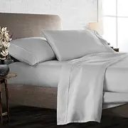 Luxury 4 Piece Egyptian Cotton Sheets Queen Size - 1000 Thread Count, 100% Cotton Sheets, 15" Deep Pocket Sheet Set, Breathable, Soft and Premium Cotton - Light Grey