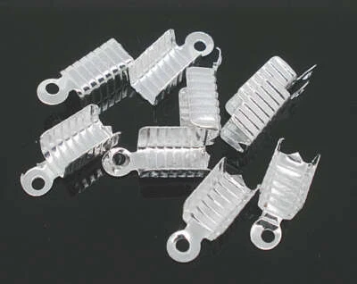 Silver Tone Cord Ends - 12mm x 5mm - 100 Pieces - FD143