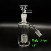 14mm Ash Catcher 45 Degree Glass Water Bong Thick Pyrex Bubbler W/14mm Bowl