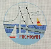 Hand-painted Needlepoint Canvas, Michigan, 18" mesh, NEW