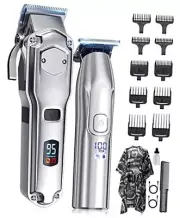 Clippers and Trimmers Set, Cordless Hair Clippers for Men, Barber Silvery