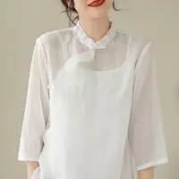 在飛比找momo購物網優惠-【Pure 衣櫃】復古棉麻中國風上衣(KDTY-9226)