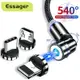 Essager磁吸USB電纜540旋轉Micro USBC型1M尼龍編織充電線適用於Android iP快速充電