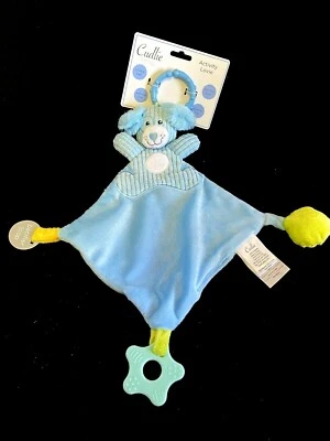 Cudlie Puppy Dog Blue Activity Lovie Lovey Security Blanket Teether Crinkle Ball